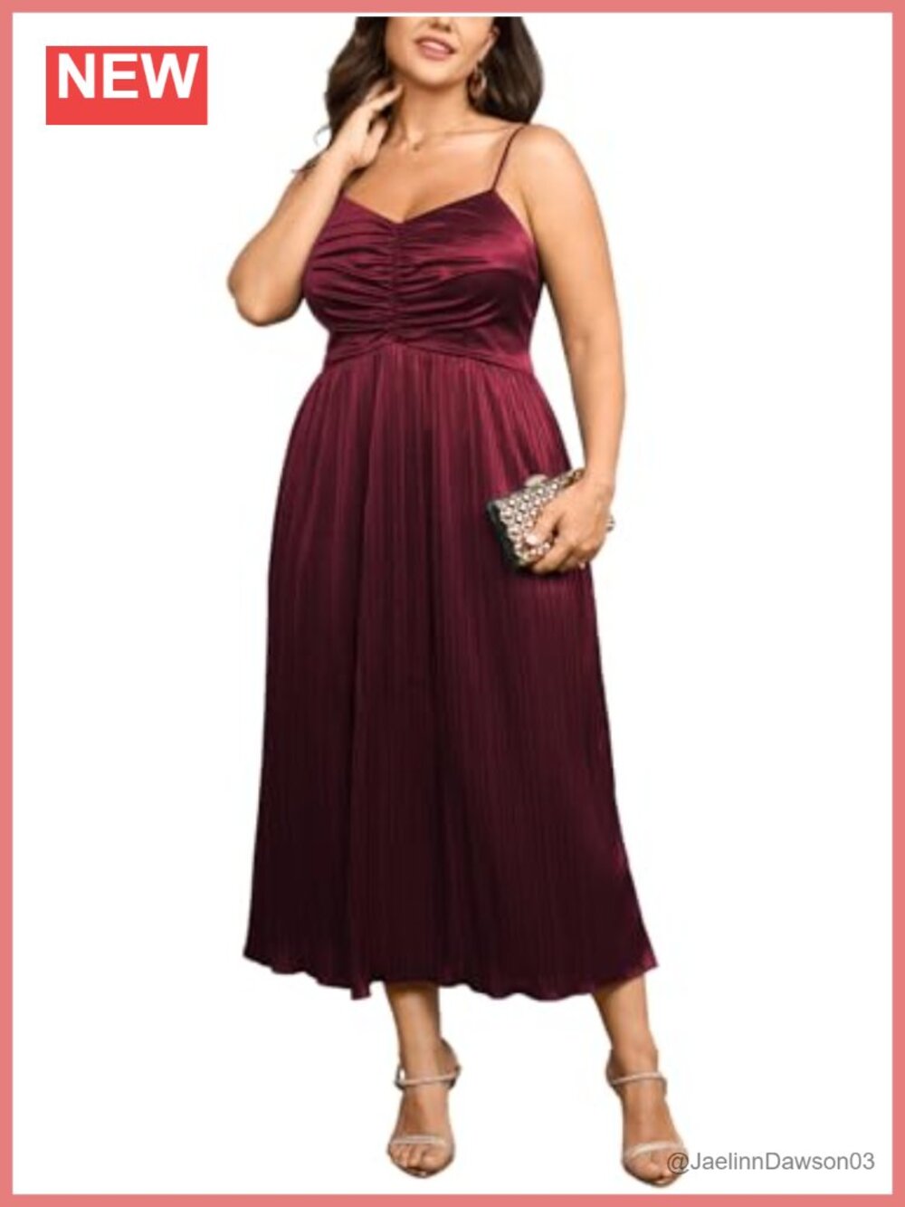Plus Size Pleated Maxi Dress V Neck Spaghetti Strap A Line Cocktail